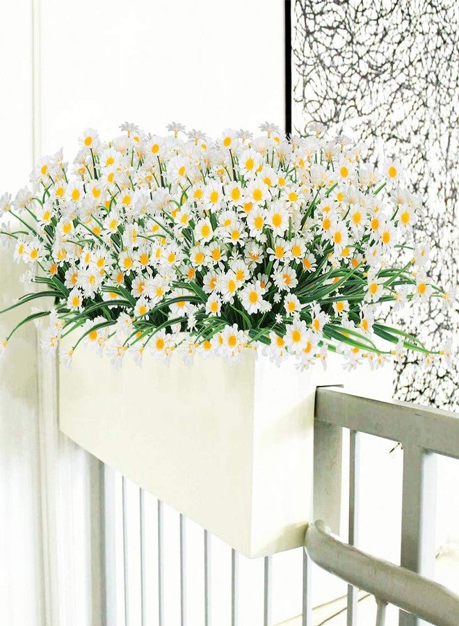 TEMCHY Artificial Daisies Flowers Outdoor UV Resistant 4 Bundles Fake Foliage Greenery Faux Plants Shrubs Plastic Bushes for Window Box Hanging Planter Farmhouse Indoor Outside Decor(White) - Image 5